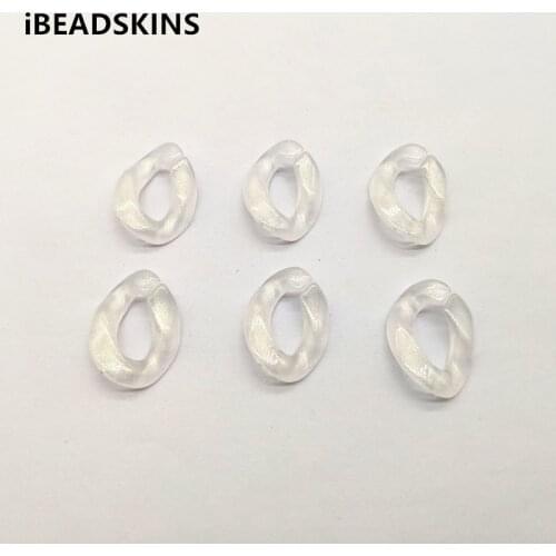 New arrival 23x17mm 300pcs/lot clear Acrylic Built-in glitter powder chain-shape beads for jewelry DIY making