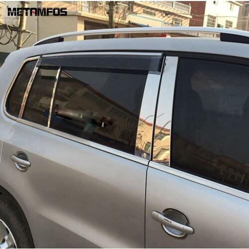For Volkswagen Tiguan 2009-2012 2013 2014 Window B C Pillar Cover Molding Trim Decoration Strip Stainless Steel Car Accessories