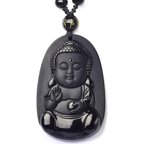 Drop Shipping Obsidian Necklace Pendant Baby Buddha Jewlery Black Buddha Pendants Transhipped Jade Jewelry