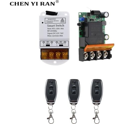 433 MHz DC 12V 24V 72V 30A Remote Control Switch Water Pump Motor LED Remote Control Transmitter for Electric Appliance On/Off