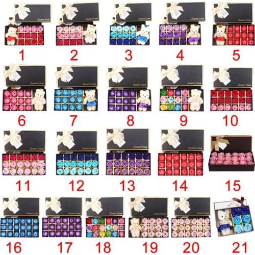 Romantic Rose Soap Flower with Little Bear Great for Valentines Day Mother Gifts Wedding STTA889