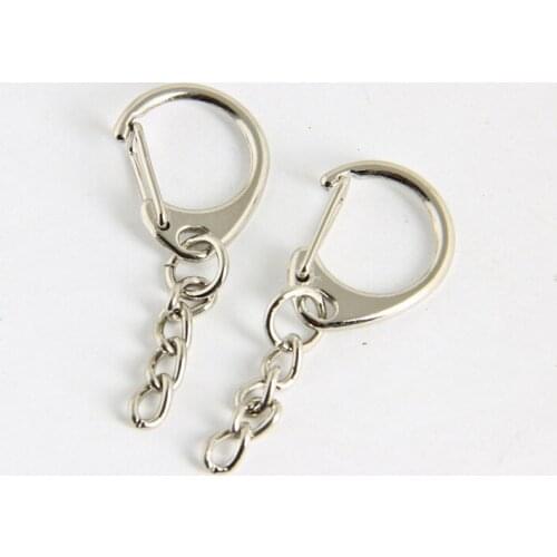 SEA MEW 20PCS 45*18mm Rhodium Plated Key Buckle Clasps Key Chain Wholesale New Metal Alloy Key Ring