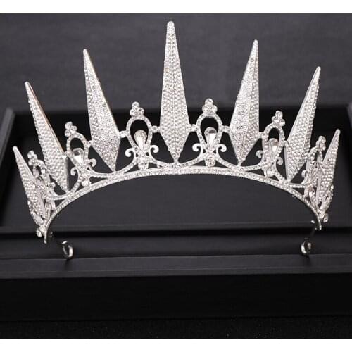 Silver color Queen Crown Bridal tiara Crystal Rhinestone Bride Diadem Headpiece Prom Wedding Hair Accessories Hair Jewelry