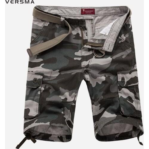 VERSMA Khaki Mens Cargo Shorts Bermuda Masculina Couple Camouflage Shorts for Women Men Fashion Casual Mens Baggy Shorts No Belt