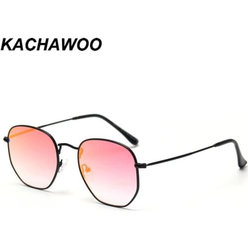 Kachawoo polygonal sunglasses women square metal men sun glasses fashion blue green mirror male Summer trending eyewear 2021