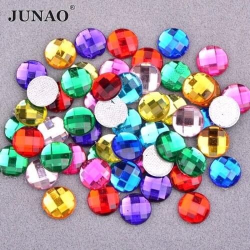 JUNAO 100pcs 10mm Mix Color Hotfix Acrylic Rhinestone Applique Iron On Transfer Crystal Stones Flatback Hot Fix Strass Crafts