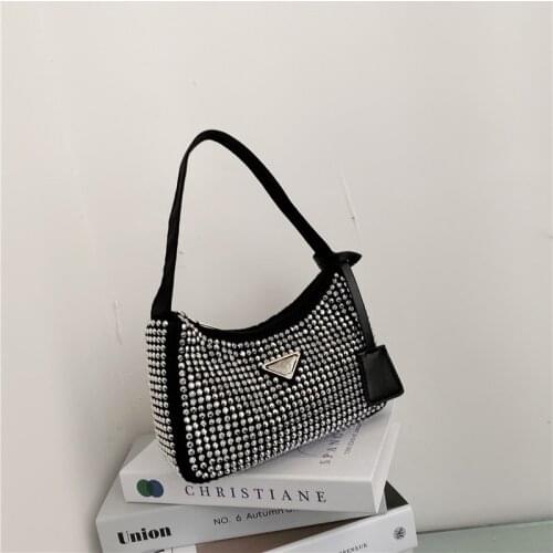 Rhinestone Bag Female Mini Portable Hand Bag Bling Fash Diamond Messenger Bag Fashion Zipper Feminina Evening bag