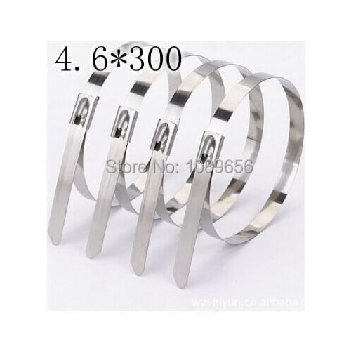 100PCS 4.6*300 4.6x300mm stainless steel zip CABLE TIES LOCK TIE WRAP