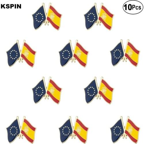 EU & Spain Lapel Pin Flag badge Brooch Pins Badges 10Pcs a Lot