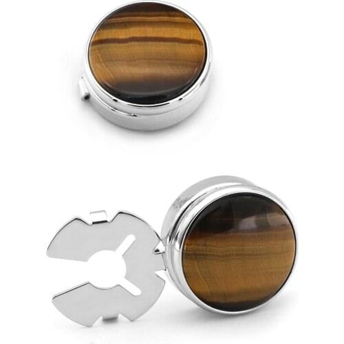 Non French Shirt Cufflinks Fashion Mens Round Brown Marble Cuff Links Business Banquet Cocktail Party Wedding Accessories Gifts