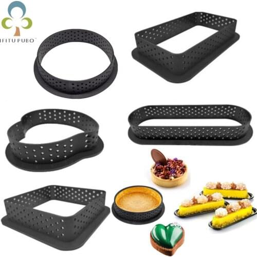1pc Plastic Perforated Egg Tart Cake Ring Homemade French Dessert Mould Fruit Cookies Mold Kitchen Mousse Circle Baking Mold ZXH