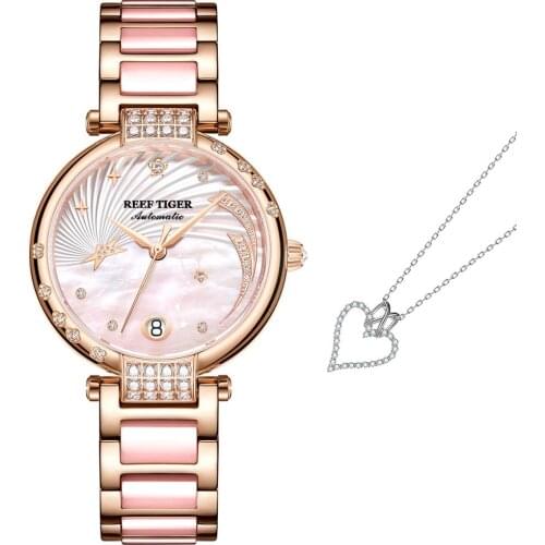 2021 Reef Tiger Fashion Glaxy Watches And Fashion Necklace Jewelry Set