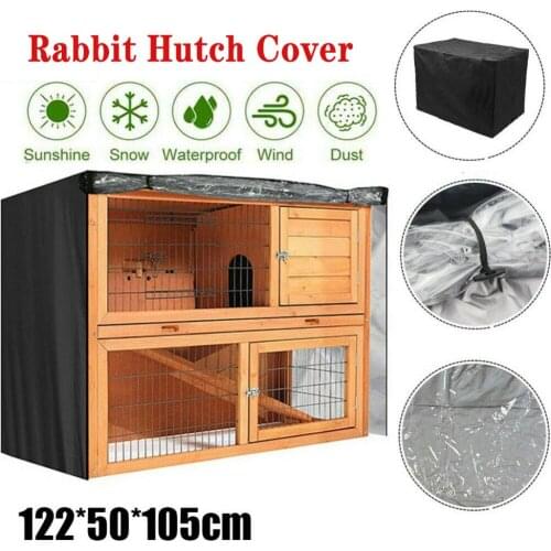 4FT Rabbit Hutch Cover Pet Bunny Cage Waterproof Dust Covers 210D Oxford Cloth Garden Patio Windproof Outdoor Cages
