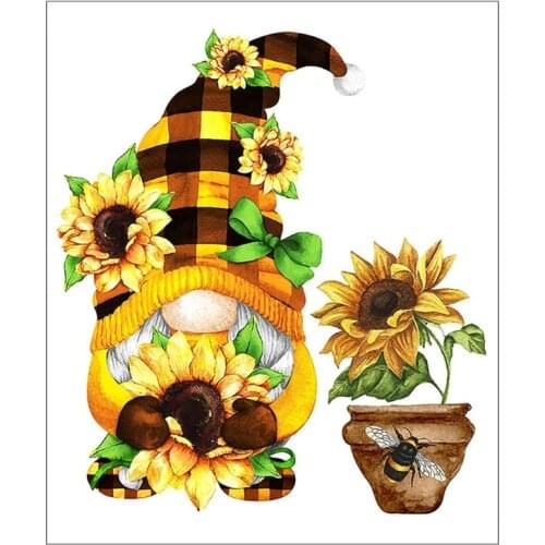 E7CB 5D Sunflower Faceless Dwarf Painting Numbers, Embroidery Crystal Set for Room Decoration and Craft Making
