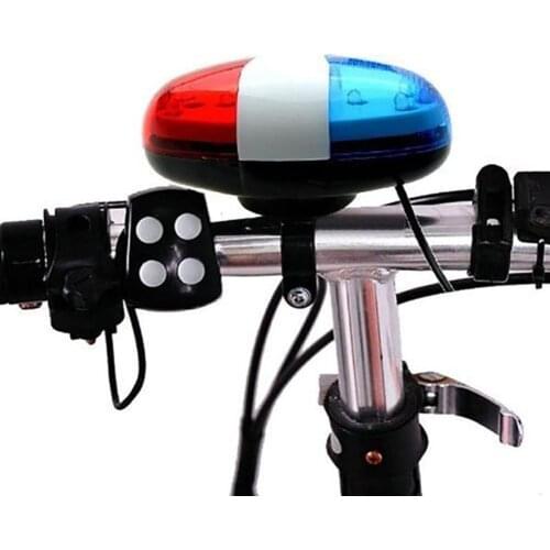 6LED 4 Tone Police Siren Light Electronic Cycling Bicycle Bike Bell Horn Alarm Cycling Metal Ring Bicycle Call Bike Accessories