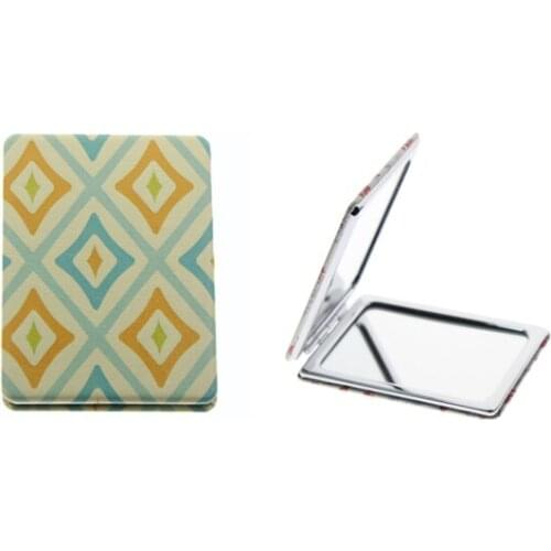 8.5*6cm Rectangle Double Side Travel Portable Folding Makeup Hand Vanity Cosmetic Pocket Compact Mirror For Women Girl Kid Gift