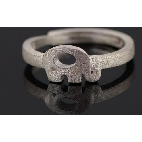 FNJ 925 Silver Animal Cute Elephant Ring Original Pure S925 Sterling Silver Rings for Women Jewelry Open Adjustable Size