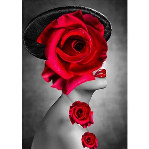 5d Diy Diamond painting Red Rose Woman diamond mosaic cross stitch embroidery diamond round square Drill decor Home art,A1702