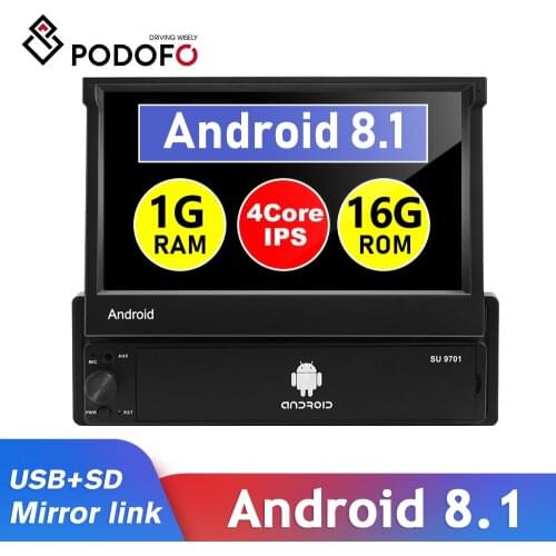 Podofo Android 1 Din Car Radio 7 " Car Multimedia Player Mirror Link MP5 Player GPS Navigation Wifi Audio Stereo For Universal