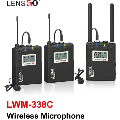 Lensgo 338C Wireless Microphone System Lavalier Video Mic Receiver Transmitter Kit For Phones DSLR Camera Tablet Camcorder
