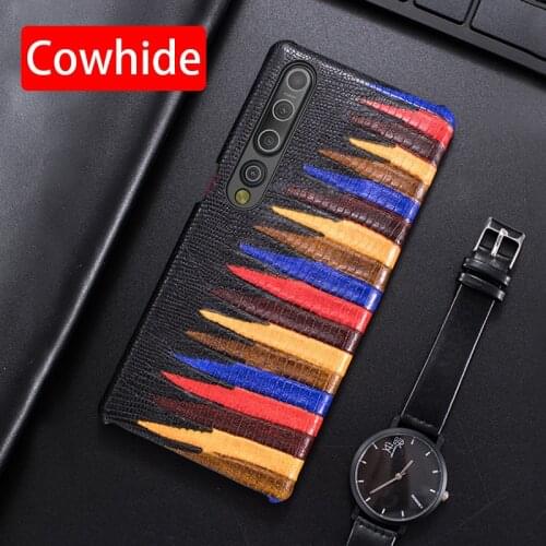 Genuine Leather Phone Case For Xiaomi Mi 10 9 Pro 8 SE Mix 2 2S Luxury Natural Cowhide Painted Texture Back Cover Funda Capa