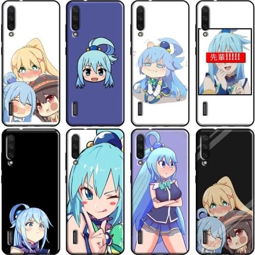 Anime Konosuba Aqua Cover For POCO X3 NFC M3 Case For Xiaomi Mi Note 10 Lite A2 8 9 Mi 9T 10T Pro Mi 11 Back Cover