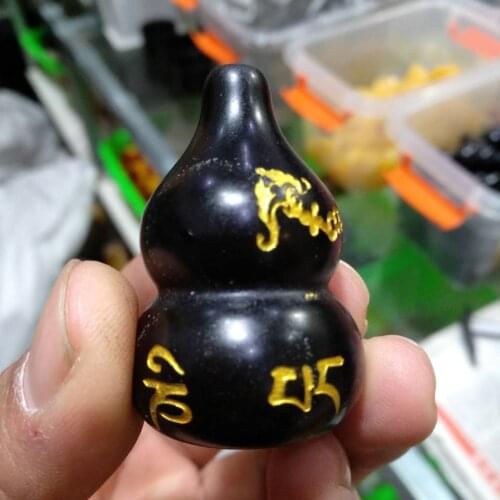 Black obsidian Buddhism The six syllable Mantra Gourd black obsidian Om Mani Padme hum Buddhism Gourd buddhist