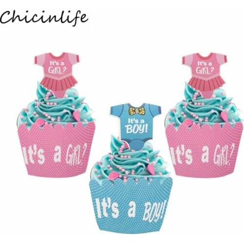 Chicinlife Its a Boy Girl Cupcake Wrappers Toppers Baby Shower Kids Birthday Party Decoration Cupcake Decoration 1st Birthday
