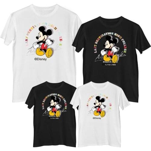 Disney Mickey Mouse T shirt Summer Comfortable 100% cotton Fashion Women tee shirt kids clothes girls Mother and daughter dress