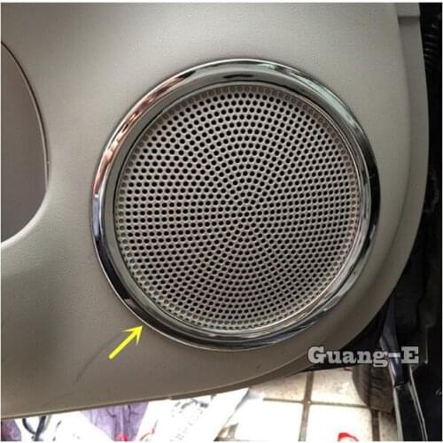 For Nissan NOTE 2017 2018 2019 2020 Car Detector Stick ABS Chrome Matte Inside Door Audio Speak Sound Cover Ring Trim 4pcs