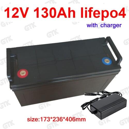 GTK 12.8V waterproof Lifepo4 12V 130AH lithium battery BMS for motorhome Boat MPPT Solar energy storage caravan +10A Charger
