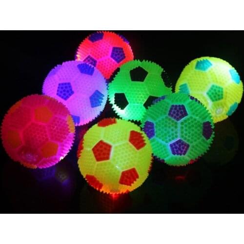 Dog Toys Flashing Football LED Light Sound Bouncy Ball Funny Kid Pet Dog Squeak Soccer Ball Clean Teeth Pet Interactive Toy L2