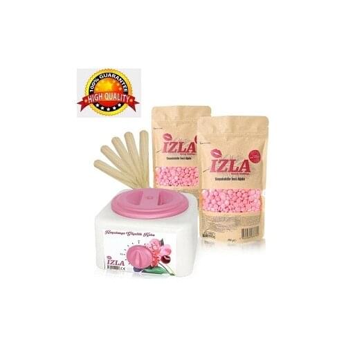 İzla Sir Waxing Machine + 2 Pieces Powdered Peelable Bead Wax + Spatula Set