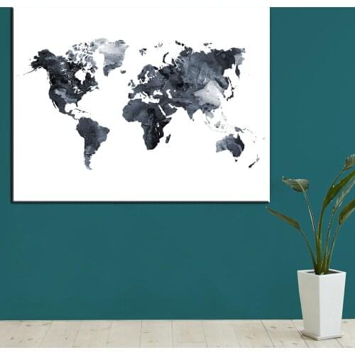Watercolor World Map Canvas Painting HD Digital Printing Colorful Map Picture Wall Poster Decoration for Bedrooom Canvas Paints