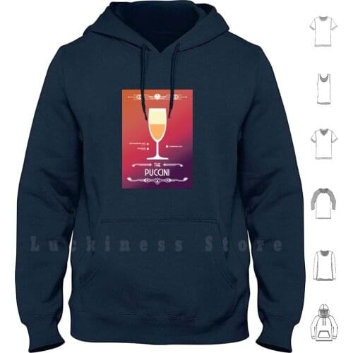Puccini Cocktail-Modern Hoodies Long Sleeve Puccini Cocktail Drink Spirit Liqueur Glass Bar Pub Coffee Gin Vodka