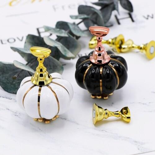 6pcs/set Magnetic Nail Art Display Holder Pumpkin Design Alloy Practice Display Stand False Nails Showing Shelf Manicure Tools