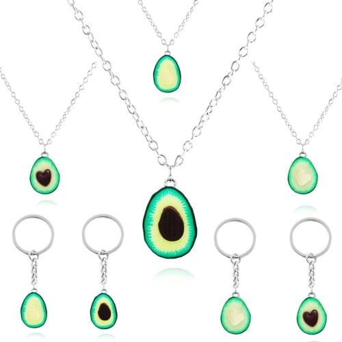 Cute Necklace Handmade Avocado Shape Pendant Necklace for Women Girl Fruit Long Chains Charms Necklace Party Gifts