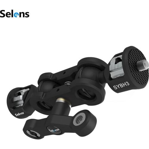 Multi-Function Dual Ball Head Hot Shoe Magic Arm Mount Adapter with 3/8'' 1/4'' screw for Sony Canon Nikon DSLR Cameras