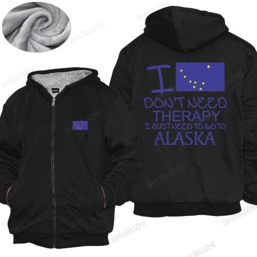 Mens brand warm coat male gift tops Top selling cotton I Don't Need Therapy - I Just Need To Go ALASKA Loose tops jacket