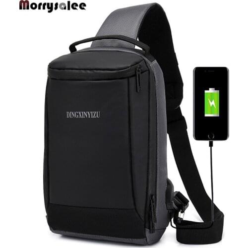 New Fashion Men Oxford Mens Chest Packs Business Casual Men'Bag Messenger Hihg Quality USB Charging Crossbody Bag