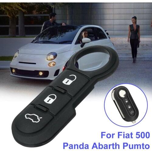 3 Buttons Back Leather Soft Button Rubber Pad Car Key Shell for Fiat 500 Remote Key Case Cover Remote Control Car Key Pad