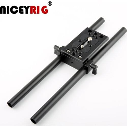 NICEYRIG 1/4"-20 to 1/4"-20 thread hole Camera Tripod Mounting Plate Baseplate Rod Clamp 30cm Rods for DSLR Rig