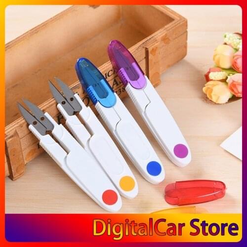 DIY Sewing Scissor Stainless Steel Plastic Cross Stitch Fishing Line Tailors Embroidery Scissors Cutter With Cap Sewing Tools