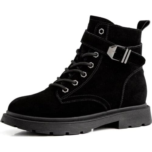 2020 Autumn Winter Quality Genuine Leather Punk Short Boots Lace Up High Heels Women Ankle Boots Party Shoes Woman