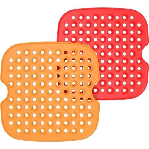 SANQ 2 Pcs Air Fryer Liners, Square 8.5 Inch Reusable Silicone Non-Stick Air Fryer Mats Air Fryer Accessories