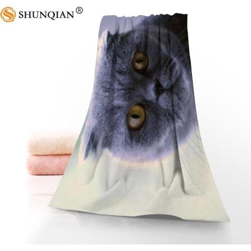 High Quality Blue cat Microfiber Bathroom Washcloth,Towels Custom Face Towel/Bath Towel Size 35x75cm, 70x140cm