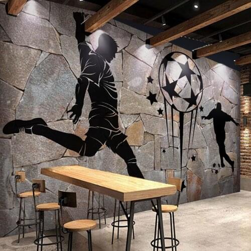 Custom 3D Photo Wallpaper Retro Nostalgia Soccer Stone Grain 3D Bar KTV Tooling Room Background Wall Decor Mural Papel De Parede