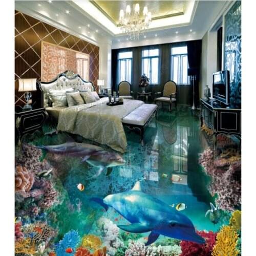 PVC Beautiful underwater world 3D stereo non-slip waterproof self-adhesive 3D floor sticker tiles bathroom 3D wallpaper
