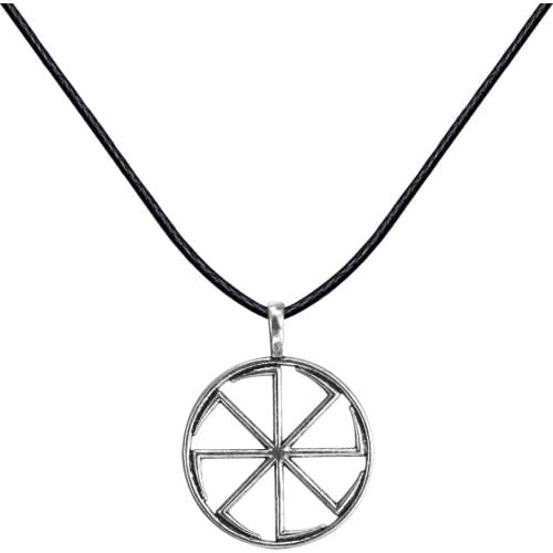 Slavic Kolovrat Amulet Pagan Sun Talisman Power Male Spinning Wheel of Life Pendant Necklace Men Statement Jewelry