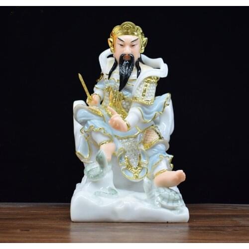 Southeast Asia Taoism ZUSHI God statue Home store COMPANY High-grade exorcise evil spirit GOOD LUCK talisman jade gilding statue